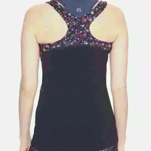 GAP FIT Tank DAISY PRINT Tank Colorblock Racer Back Navy Pink Flower size large - Picture 8 of 9